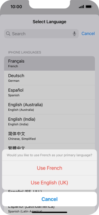 To select the new language as the default phone language, press Use ‹language› .