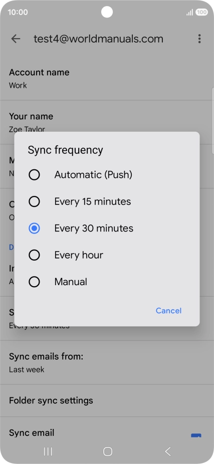 Press the required setting.