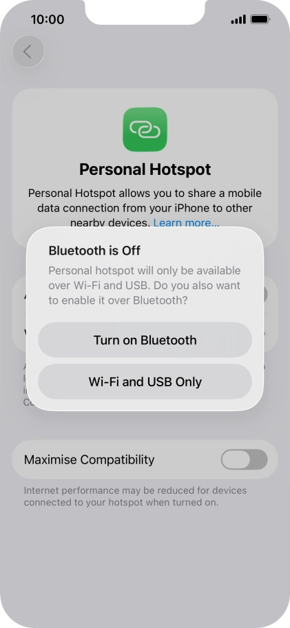 If Wi-Fi is turned on, press Wi-Fi and USB Only.