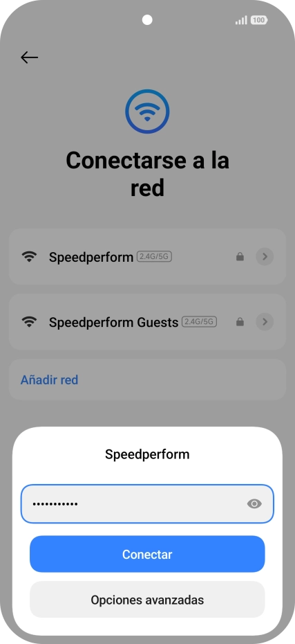 Introduce la contraseña de la red wifi y pulsa Conectar.