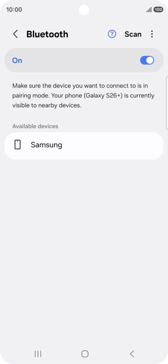 Press the required Bluetooth device and follow the instructions on the screen to pair the device with your phone.