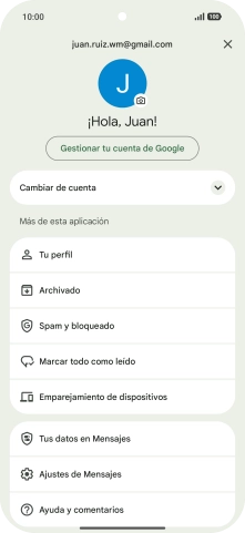 Pulsa Ajustes de Mensajes.