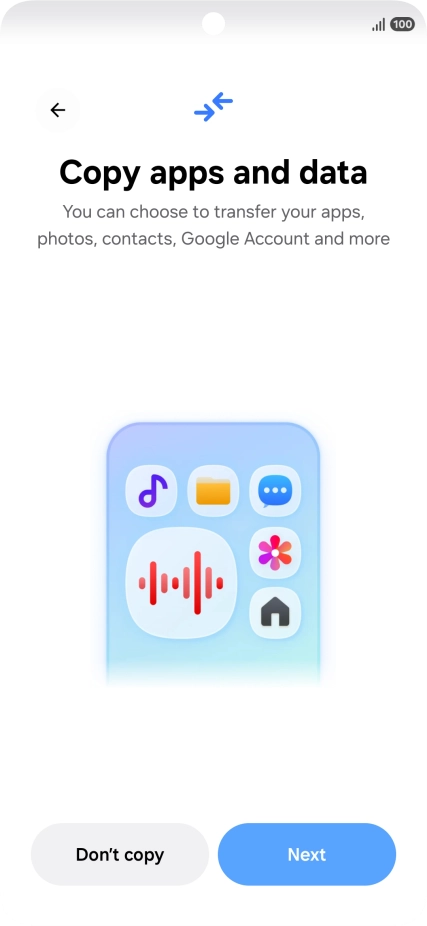 When this screen is displayed, your phone is ready to restore content from a Google One backup.