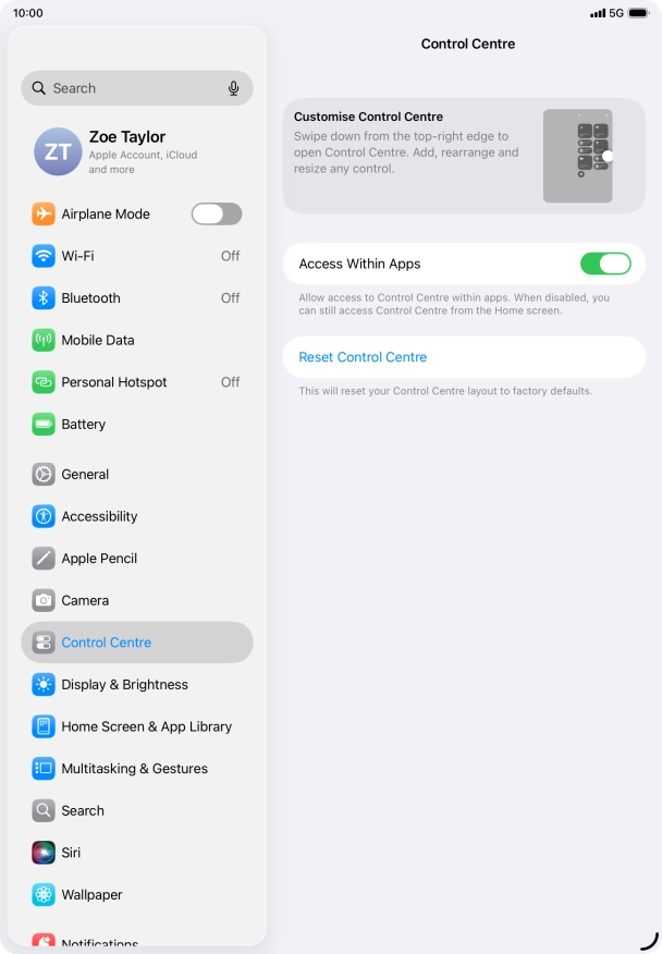 Press the indicator next to 