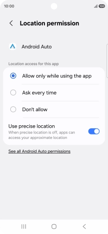 Press the required setting.