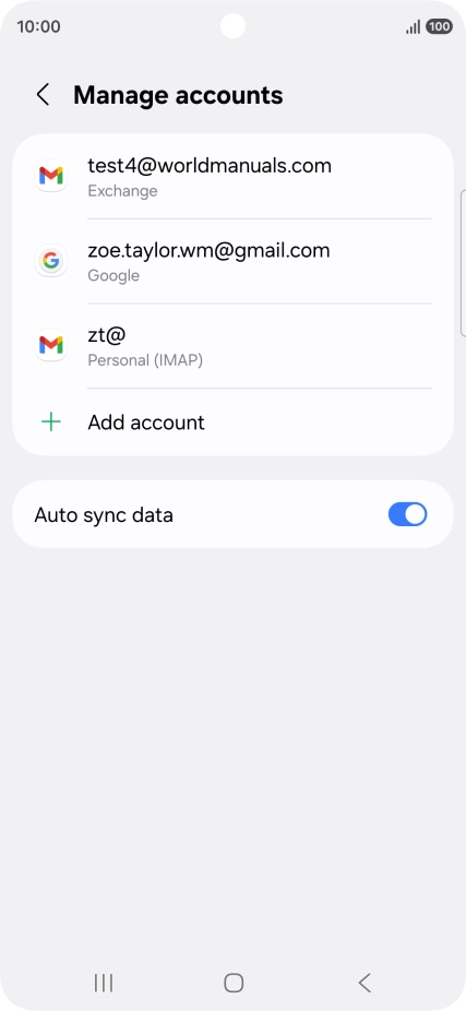 Press the required email account.