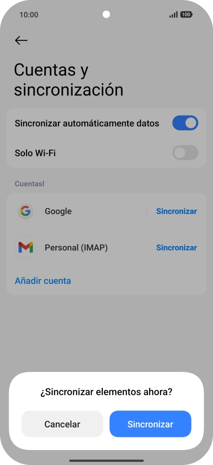 Si activas la función, pulsa Sincronizar.
