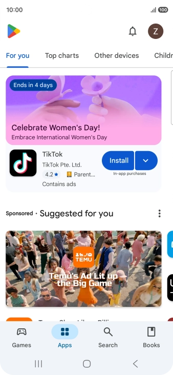 Press the profile icon.