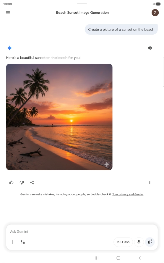 You can also ask Gemini to generate a picture based on your description.