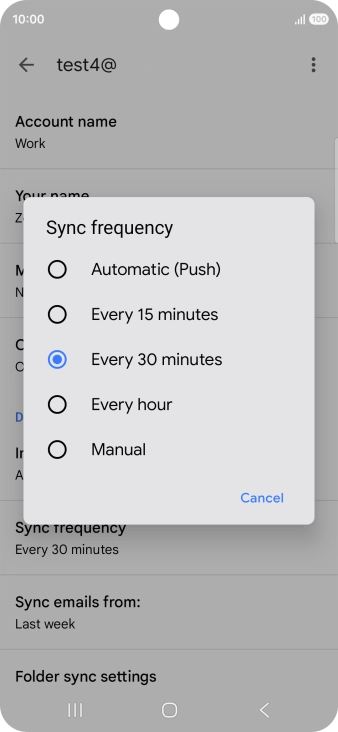 Press the required setting.