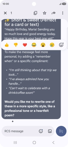 Press and hold the text suggestion from Gemini. Follow the instructions on the screen to use the text suggestion.