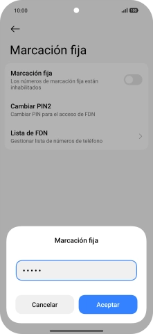 Introduce el código PIN2 y pulsa Aceptar.