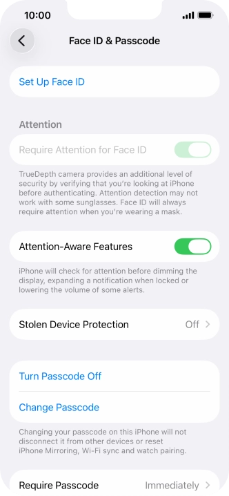 Press Turn Passcode Off and key in the phone lock code.