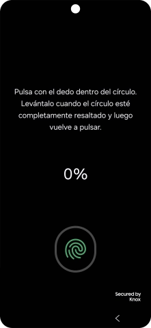 Sigue las indicaciones de la pantalla para crear una huella digital como código de seguridad.