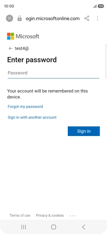 Press Password and key in the password for your email account.