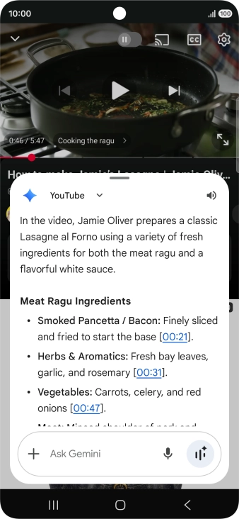 The answer from Gemini to your question is displayed.