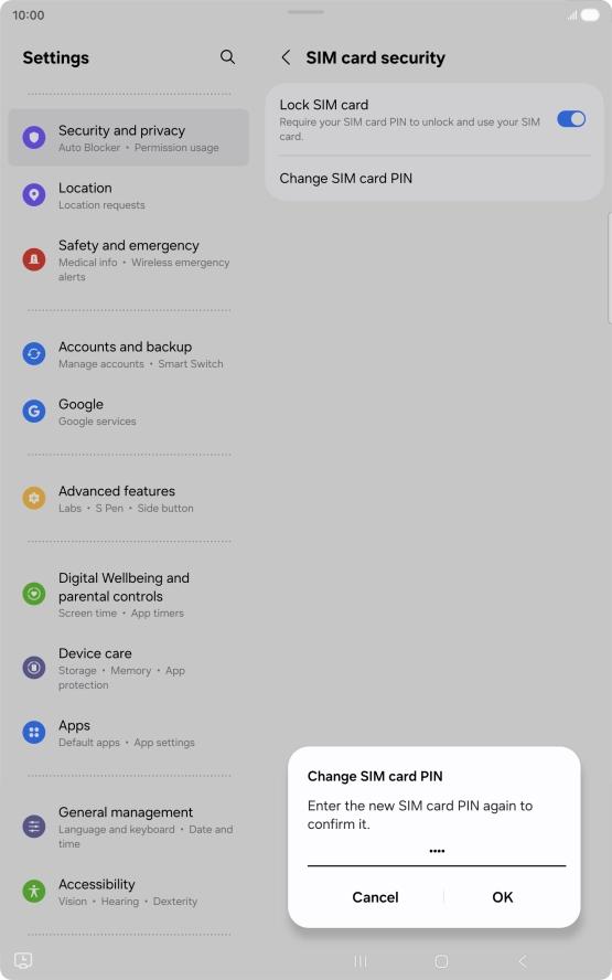 Key in the new PIN again and press OK.