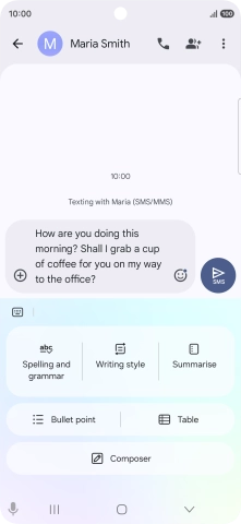To change the writing style of your text, press Writing style and follow the instructions on the screen to use the function.