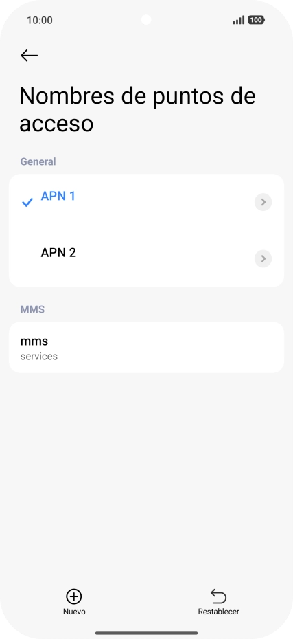Pulsa la conexión de datos deseada para activarla.