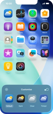 Press the required setting to select the size of app icons on the home screen.