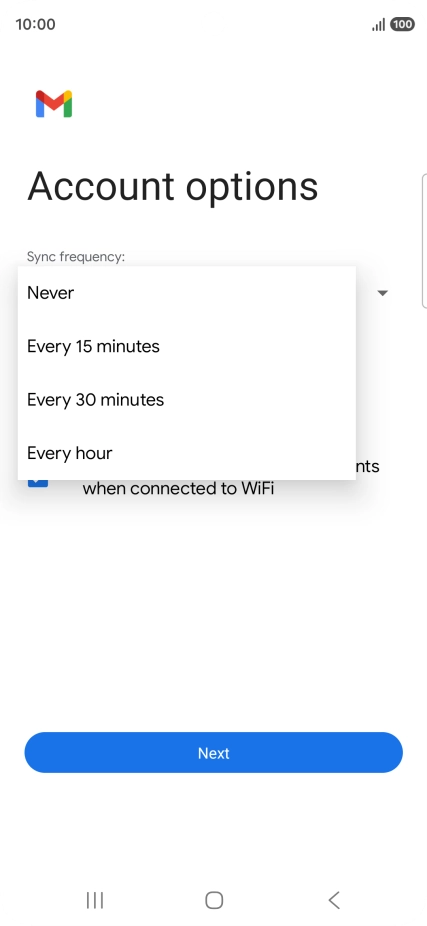 Press the required setting.