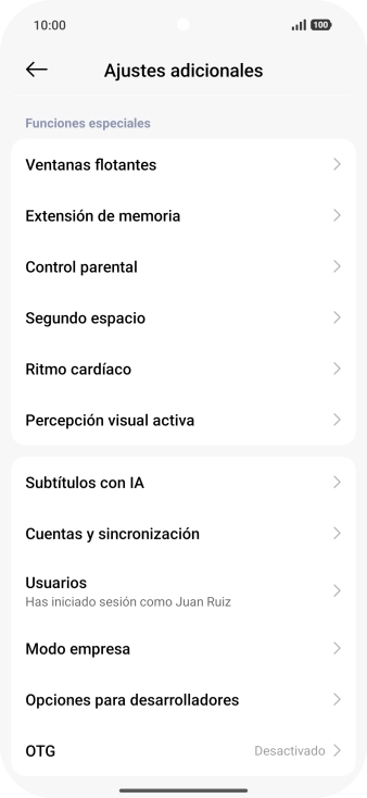 Pulsa Cuentas y sincronización.