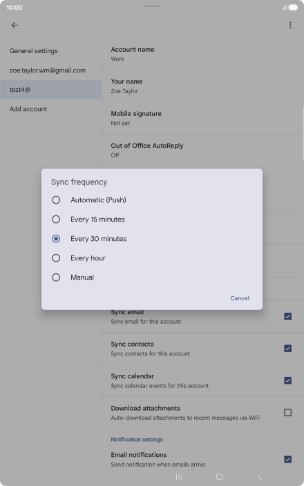 Press the required setting.