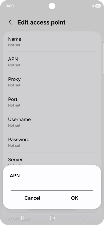 Key in wap.vodafone.co.uk and press OK.