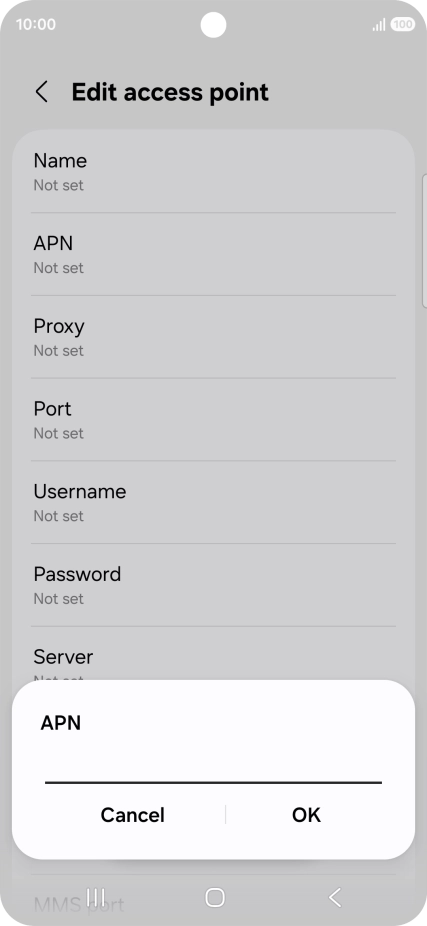 Key in wap.vodafone.co.uk and press OK.