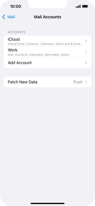 Press the name of the Exchange email account you've just set up.