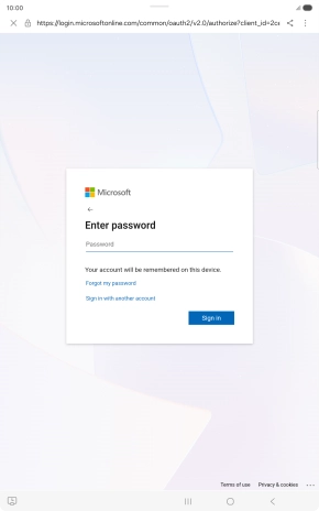 Press Password and key in the password for your email account.
