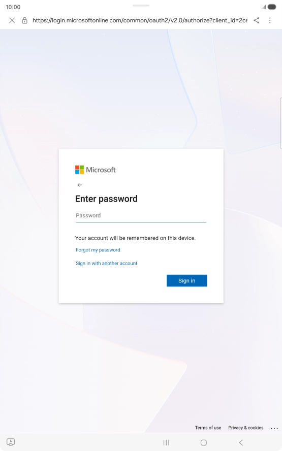 Press Password and key in the password for your email account.