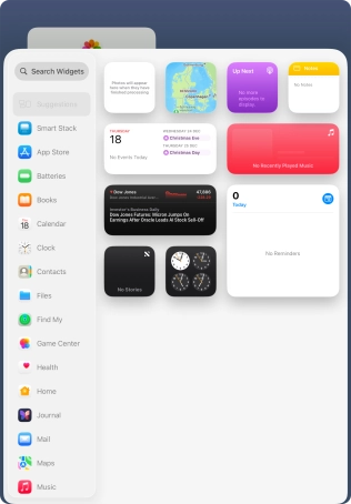 Press the required widget.