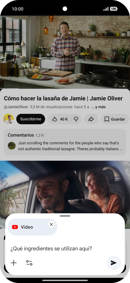 Sigue las indicaciones de la pantalla para escribir o decir en alto la pregunta que quieres hacer del vídeo.
