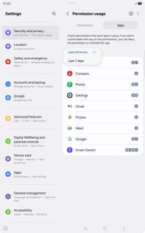 Press the required setting.