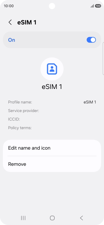 Press Remove and follow the instructions on the screen to delete your eSIM.
