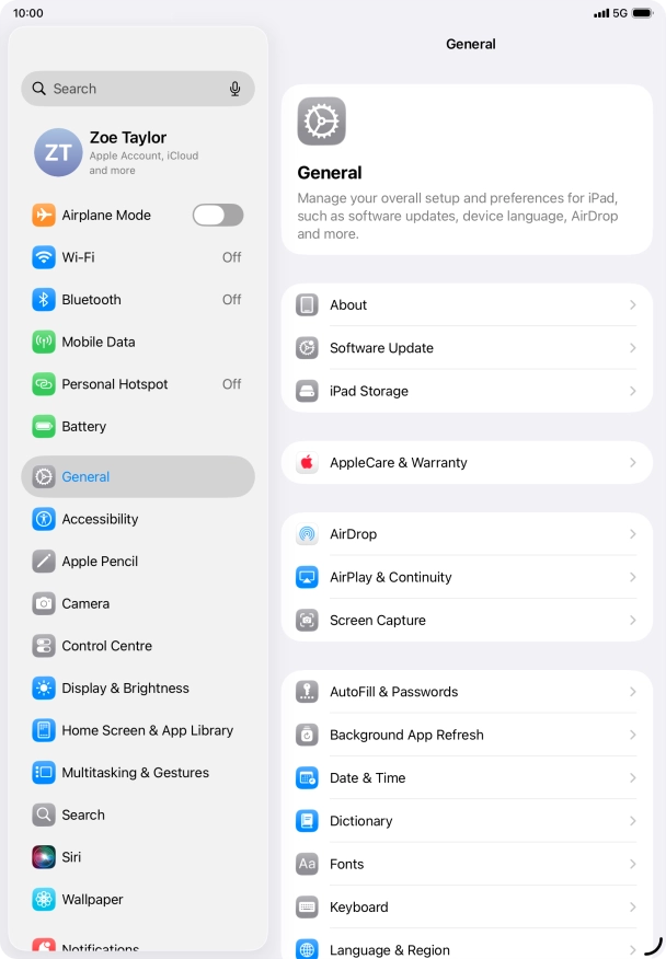 Press Software Update. If a new software version is available, it's displayed. Follow the instructions on the screen to update the tablet software.