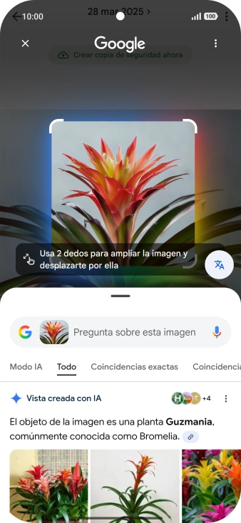 Sigue las indicaciones de la pantalla para utilizar los resultados de búsqueda.