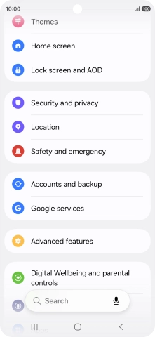 Press Security and privacy.
