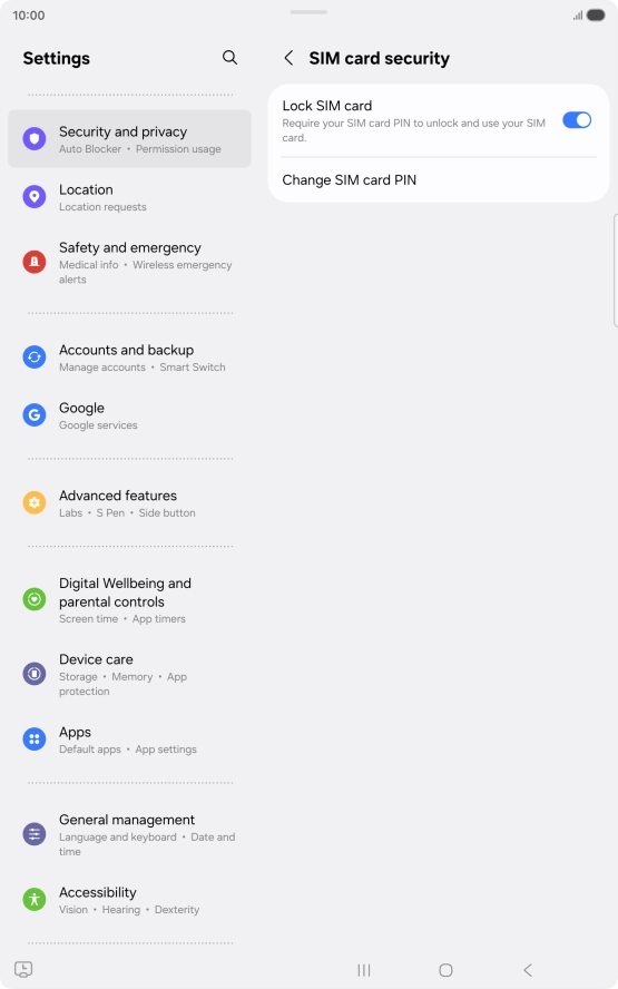 Press Change SIM card PIN.
