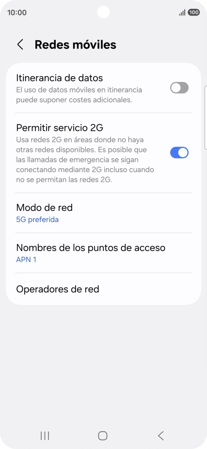 Pulsa Modo de red.