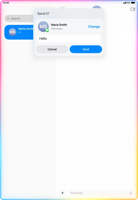 If an app is open on your tablet, such as Messages, you can also use the functions available here, e.g.: REPLY [text].