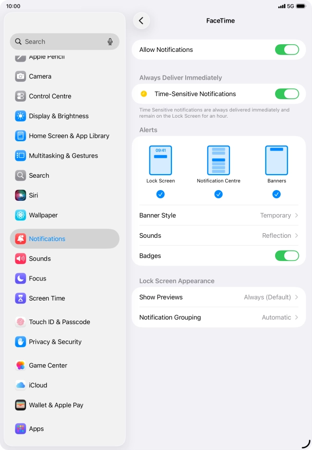 Press the indicator next to 