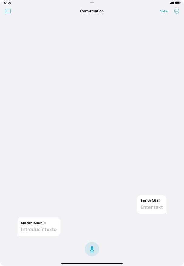 Press the microphone icon and say the required word or sentence.