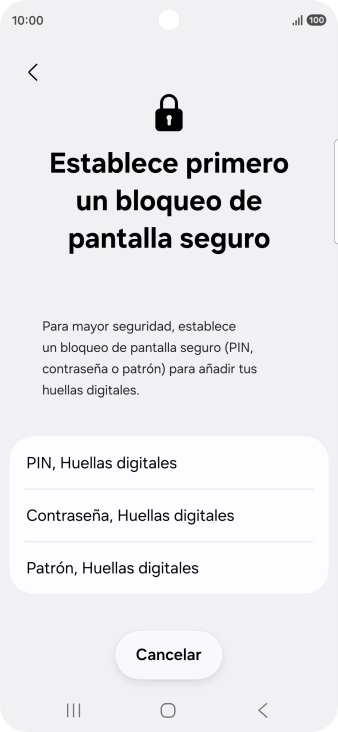 Pulsa el código de seguridad deseado y sigue las indicaciones de la pantalla para crear un código de seguridad del teléfono adicional.