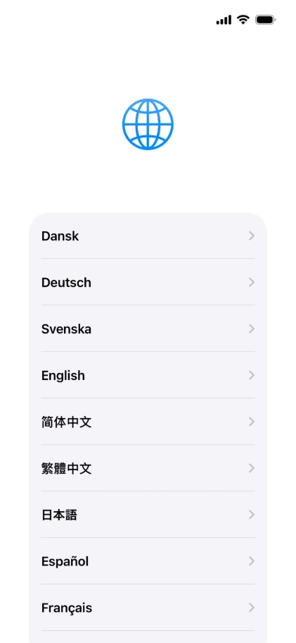Press the required language.