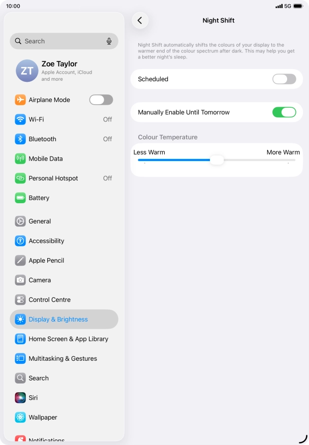 Press and drag the indicator below 