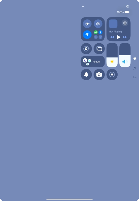 Slide your finger up or down on the screen to select the required Control Centre page.