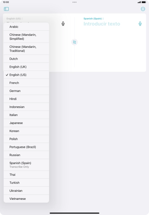 Press the required source language.