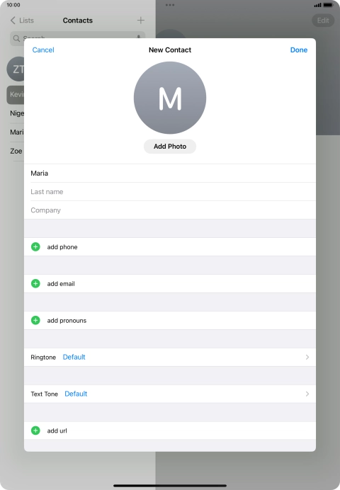 Press Last name and key in the last name.